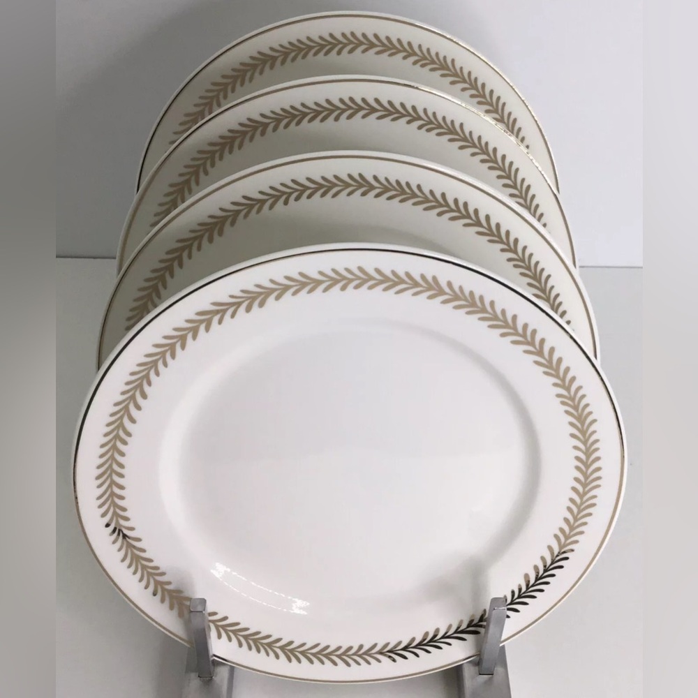 4 Salad Plates GRACE TEAWARE Gold Trim Porcelain 8” NEW